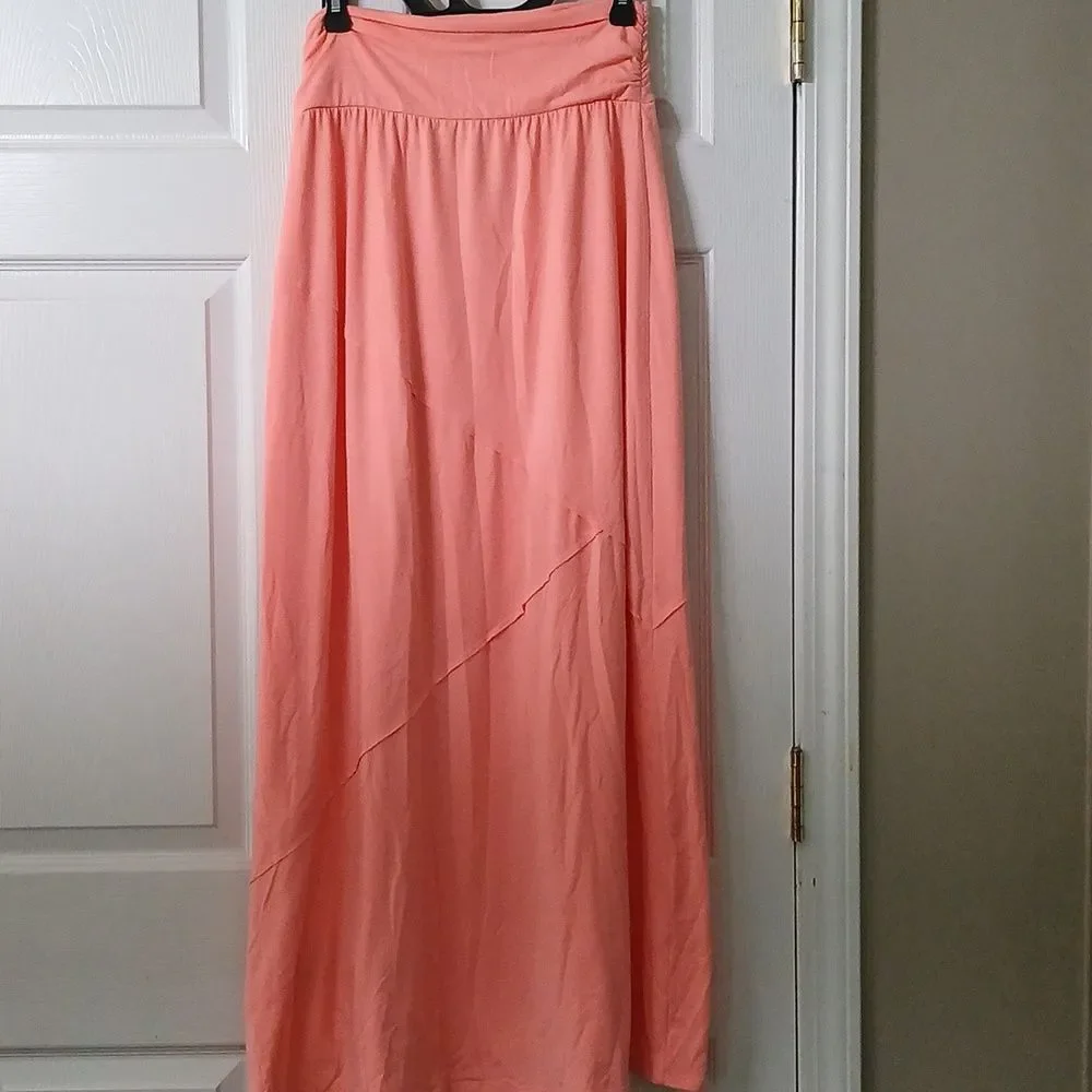 Maurices peachy pink maxi pull-on skirt Sz M GUC